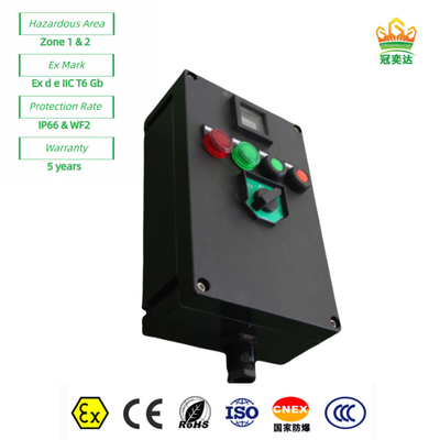 Exproof Panel de la estación de control a prueba de llamas Caja Ex e todo el plástico ((GRP) personalizable IP66 220v 380V 10A