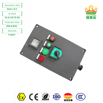 Exproof Panel de la estación de control a prueba de llamas Caja Ex e todo el plástico ((GRP) personalizable IP66 220v 380V 10A