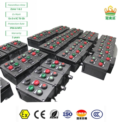 Estación de control ATEX a prueba de fuego para iluminación industrial petroquímica montada vertical suspendida 380Vac