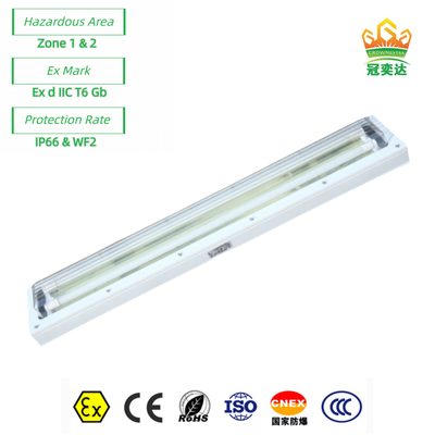 Ex Proof Flameproof LED lineal luz fluorescente ATEX con todo el plástico ((GRP) cuerpo 72watt 100lm/w