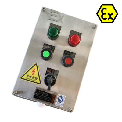 Estaciones de control de acero inoxidable ATEX IP66 Exd Paneles de control a prueba de llamas con puerto de cable a prueba de explosión 10A