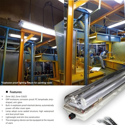 Instalaciones fluorescentes industriales a prueba de explosión aprobadas por ATEX/IECEx anticorrosivo, alto CRI, IP66 para zonas peligrosas