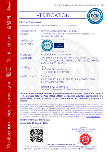 CHINA crown extra lighting co. ltd certificaciones