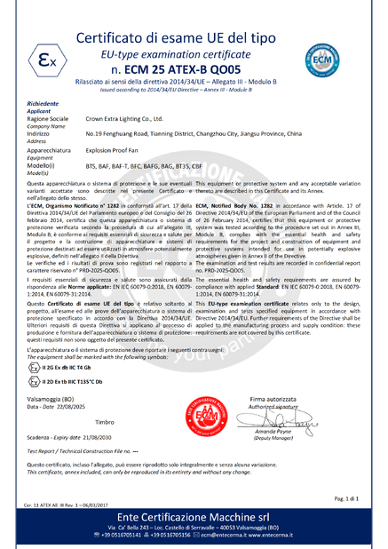 CHINA crown extra lighting co. ltd certificaciones